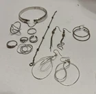 Vintage Estate 925 Sterling Silver Jewelry Lot Earrings Rings Bracelet. 28.6gr.
