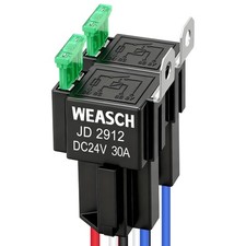 2 Pack Fuse Relay Switch Kit, 24V 30A, 4 Pin SPST, 30A Switch Harness Set, Autom