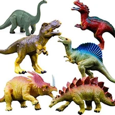 Realistic Dinosaur Figure Toys, 6 Pack 7" Large Size Plastic Dinosaur Set for..