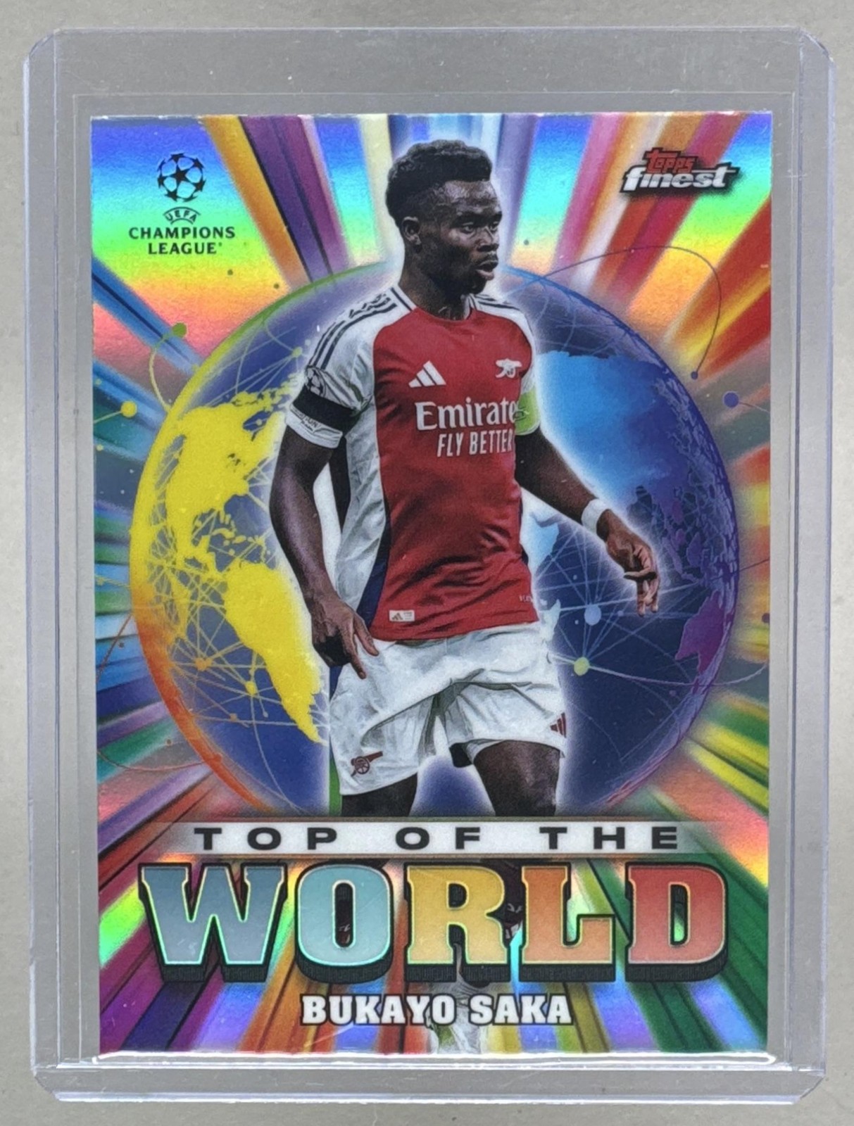 Bukayo Saka 2024 Topps Finest UEFA #TW-4 Top of the World view 1