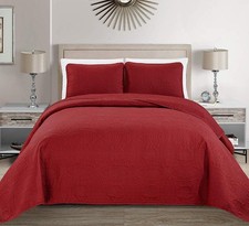 Mk Collection Solid Embossed Bedspread Bed Cover Over Size Red, Full/Queen ...