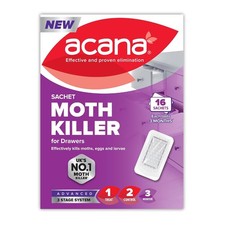 Acana Sachet Moth Killer 16 Pack- For Drawers & Storage- Protects Clothing & Bed