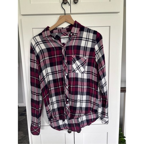 Rails Hunter Plaid Button Down Shirt Pink Navy White Lychee 113-550-578 Womens S