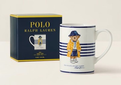 NEW Polo Ralph Lauren 14oz YELLOW RAINCOAT BEAR Porcelain Coffee