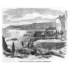 SOMERSET Effects of the Late Storm at MINEHEAD - Antique Print 1859