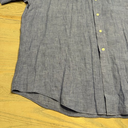 Brooks Brothers 346 Blue 100% Linen Shirt Size Mens XL Short Sleeve Button Up - Picture 6 of 17
