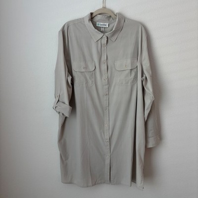 Coolibar Top Womens XXL Santorini Tunic Button Front Roll Sleeve UPF Sun Protect