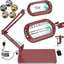 Drdefi 10X Square Magnifying Glass with Light and Stand, Real Glass LED Lighted