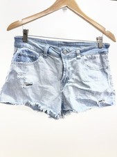 Rewash Light Blue Striped Distressed Denim Shorts Sz 11