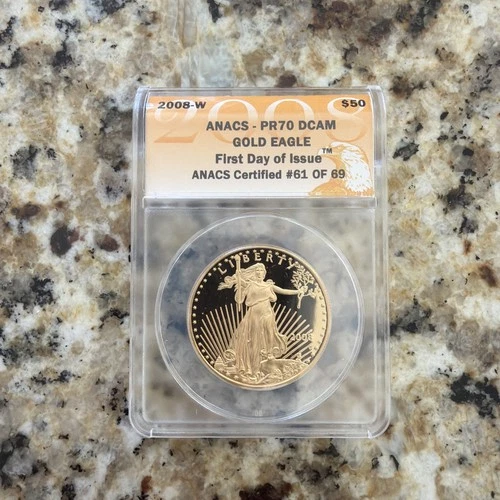 2008-W $50 Burnished Gold Eagle 1 Oz Gold MS70 NGC