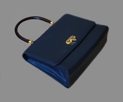 True Vintage Valentino Garavani Handtasche Strukturleder Box Calf 1984 Midnight