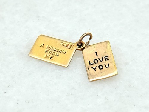 Vintage movable 14K Gold A Message From Me I Love You Letter Charm Pendant - Picture 2 of 4