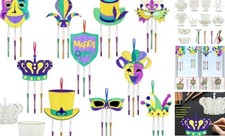 Mardi Gras Coloring Wooden Craft Chime Ornaments, DIY Blank Mardi Gras
