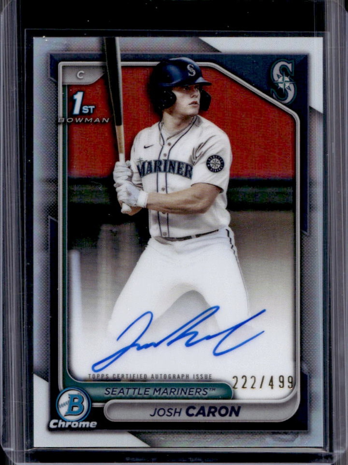 2024 Bowman Draft Josh Caron Chrome Auto Refractor 1st Prospect #/499 Mariners