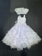 Girls Wedding Communion Flower Girl Dress  Jacket  Size 10 Gown Ruffle White