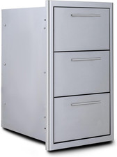 16-Inch Triple Access Drawer – Made in USA Stainless Steel Outdoor Kitchen Stora
