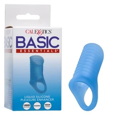Cal Exotics Basic Essentials Liquid Silicone Pleasure Enhancer Blue -Cock Sleeve