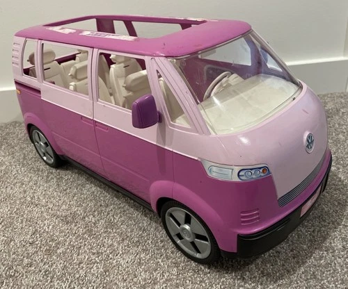 Vintage Mattel 2002 Barbie Volkswagen Microbus Bus Pink Van