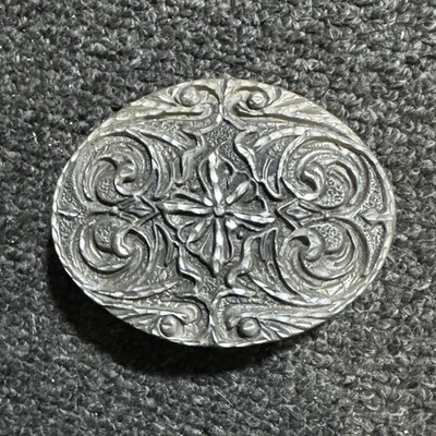 Vintage Pewter Diamond Cut Belt Buckle EGE 92 Silvertone Marcasite Art Nouveau