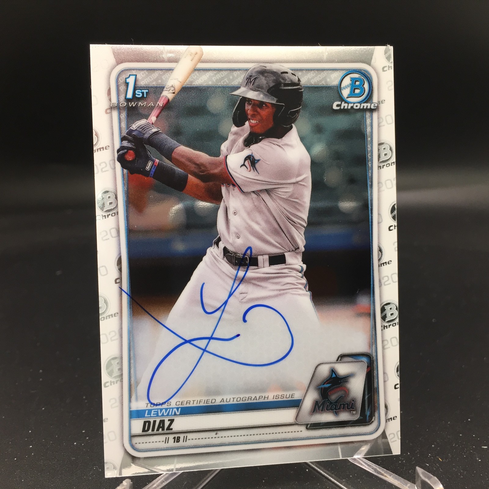 Lewin Diaz 2020 Bowman Chrome Prospect Autographs CPA-LD Miami Marlins 1st