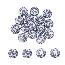 15 Pcs Silicone Round Beads, 15mm Leopard Beads, Snow Leopard