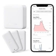 SwitchBot WiFi Thermometer Hygrometer 3 Pack Hub Mini W3400010 - White