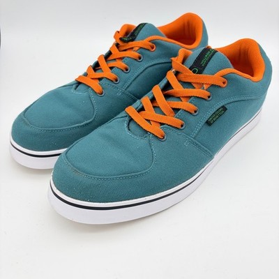 United Colors of Benetton Mens Sneakers Teal Orange Canvas Low Top EU 45 US 11
