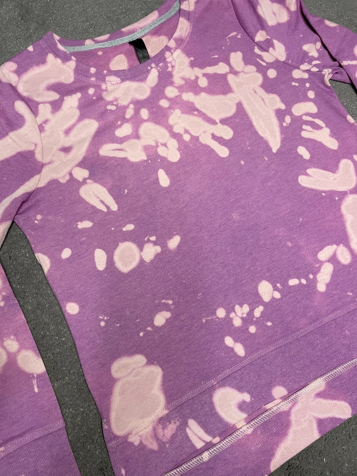 Purple Tie Dye Jumper Bleached Sweater Sweatshirt Loungewear Gym Pullover S - Image 2 of 4