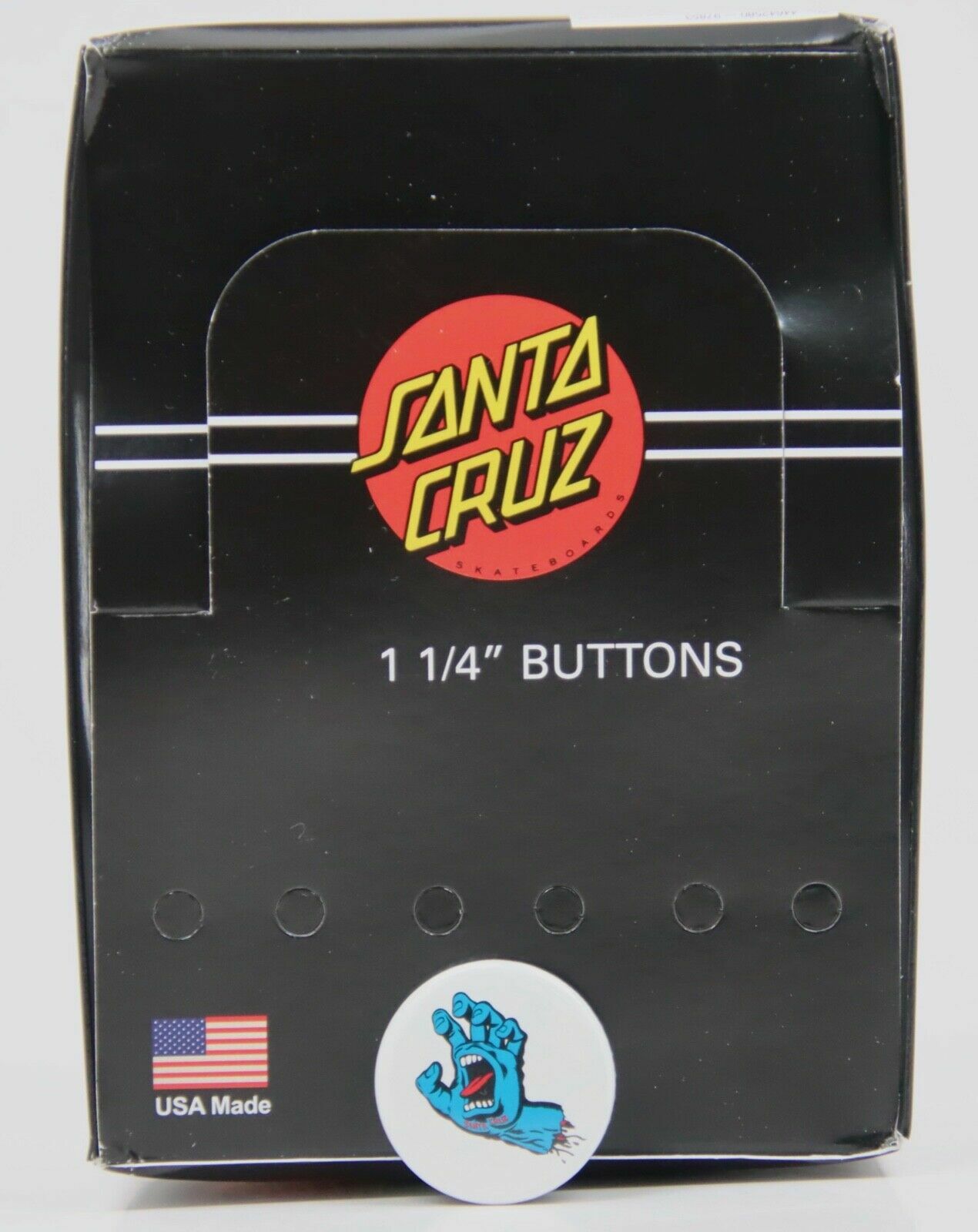 Santa Cruz Skateboards Screaming Hand White Background 1.25" Pin Button Pinback
