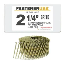 2-1/4" x .099 SCREW BRITE COIL NAILS 15-DEG WIRE 4,200ct | CN214099SJ14