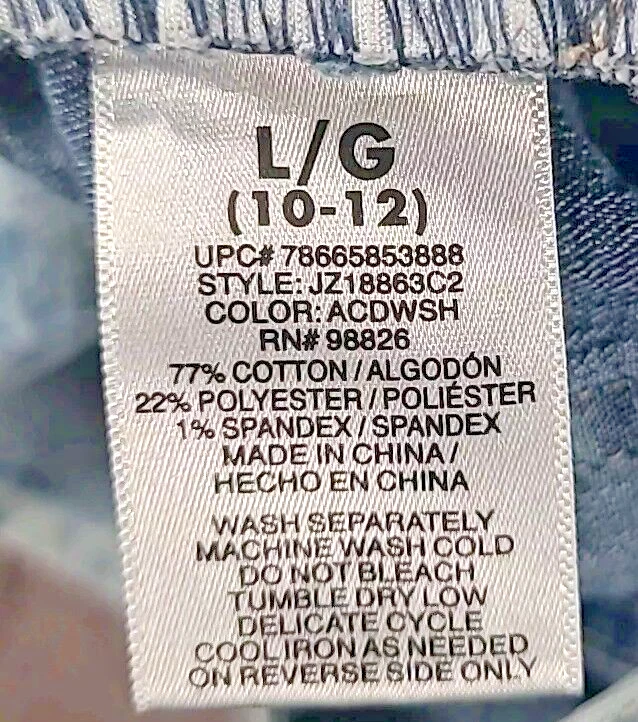 Jordache Girls Denim Overall Dress Blue Pockets Buttons Size L 10-12 Acid Wash - Image 3 of 4