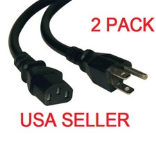2 Pack 6Ft 3Prong Computer Power Cord Universal PC Cable Standard Wire 120V 60Hz