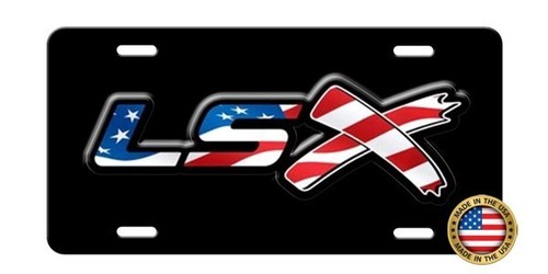 LSX USA FLAG GM Performance LS-X Black Vanity Aluminum License Plate Tag New - Picture 6 of 6