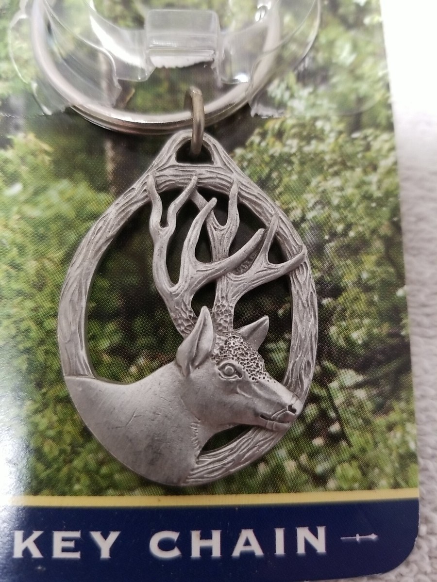 NEW PEWTER mule deer HUNTERS KEYCHAIN BY HILLMAN USA #711047 NEW 
