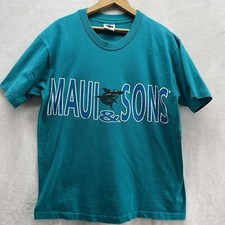 Vintage 90s Maui  Sons Size Large Teal Surf Skate T Shirt