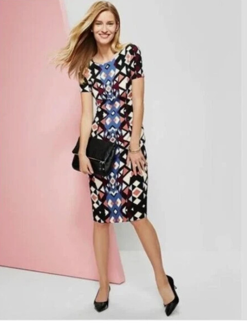 TALBOTS $159 Geometric Triangle Multi Color Sheat… - image 1