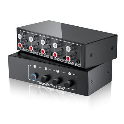 Stereo 3.5mm Aux L/R RCA Audio Switch 4 in 1 out Analog Audio Switcher Selector