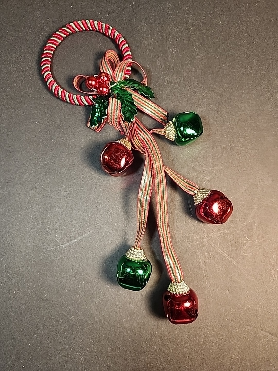 Jingle Bells Door Knob Hanger Bells Ribbon Holly Berry Christmas eBay