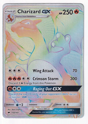 Pokemon TCG - Charizard GX - 150/147 - Burning Shadows - EX 