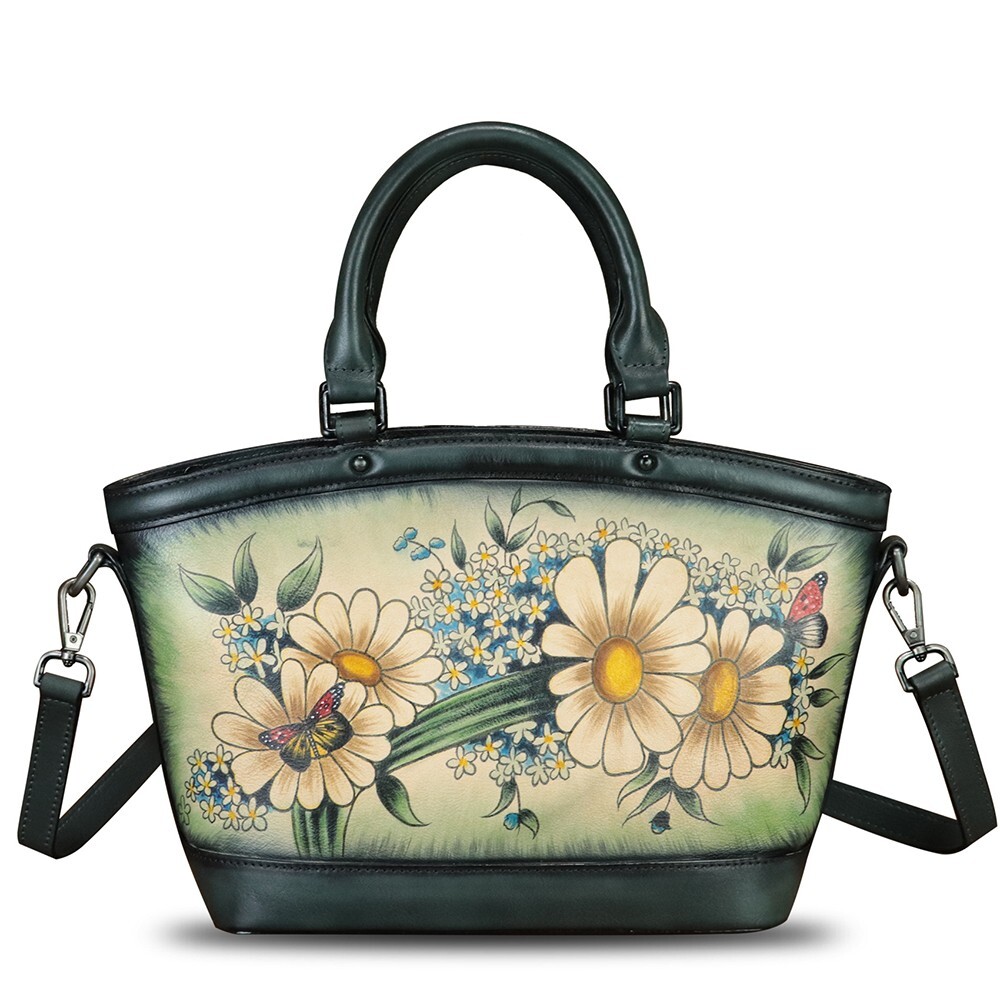 Genuine Leather Purse and Handbag for Women Hand Painted Crossbody Shoulder Bag