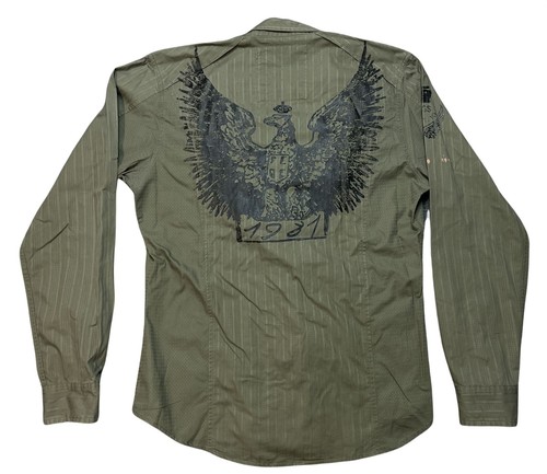Guess Shirt Mens Large L Green Long 