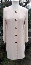 Occasion Wear Designer Frank Usher Beige Collarless Long-length Jacket Uk 14