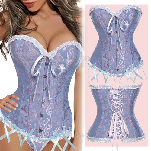 Bustier Corsé Top Mujeres Sobre Busto Con Cordones Cintura Deshuesada Entrenador Lencería Burlesca - Imagen 15 de 32