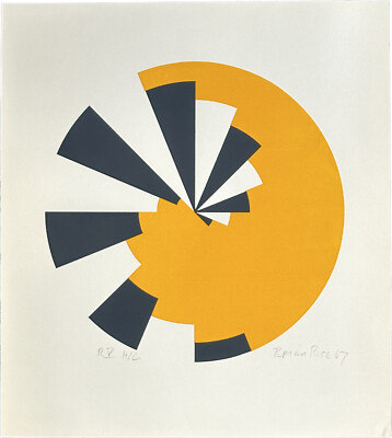 Brian Rice Radial V Screen Print 1967 Pencil Signed Proof