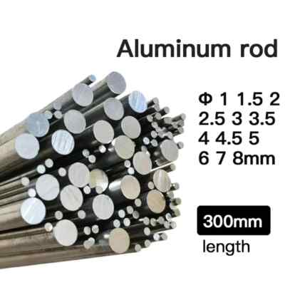 Aluminium Round Bar Solid Rod Φ 1-8mm diameter 300mm Length Straight Accessory