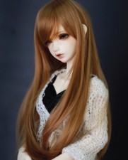 7-8" 1/4 BJD Golden Brown Long Wig LUTS Doll SD DZ DOD MSD Dollfie Hair AL