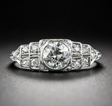 Vintage Verlobungsring 2,95 kt Rundschliff Moissanit massiv 14 Karat Weißgold...