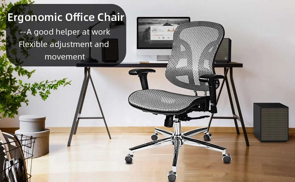 Mesh Office Chair Ergonomic Swivel Computer Desk Wide Seat Chair Adjustable