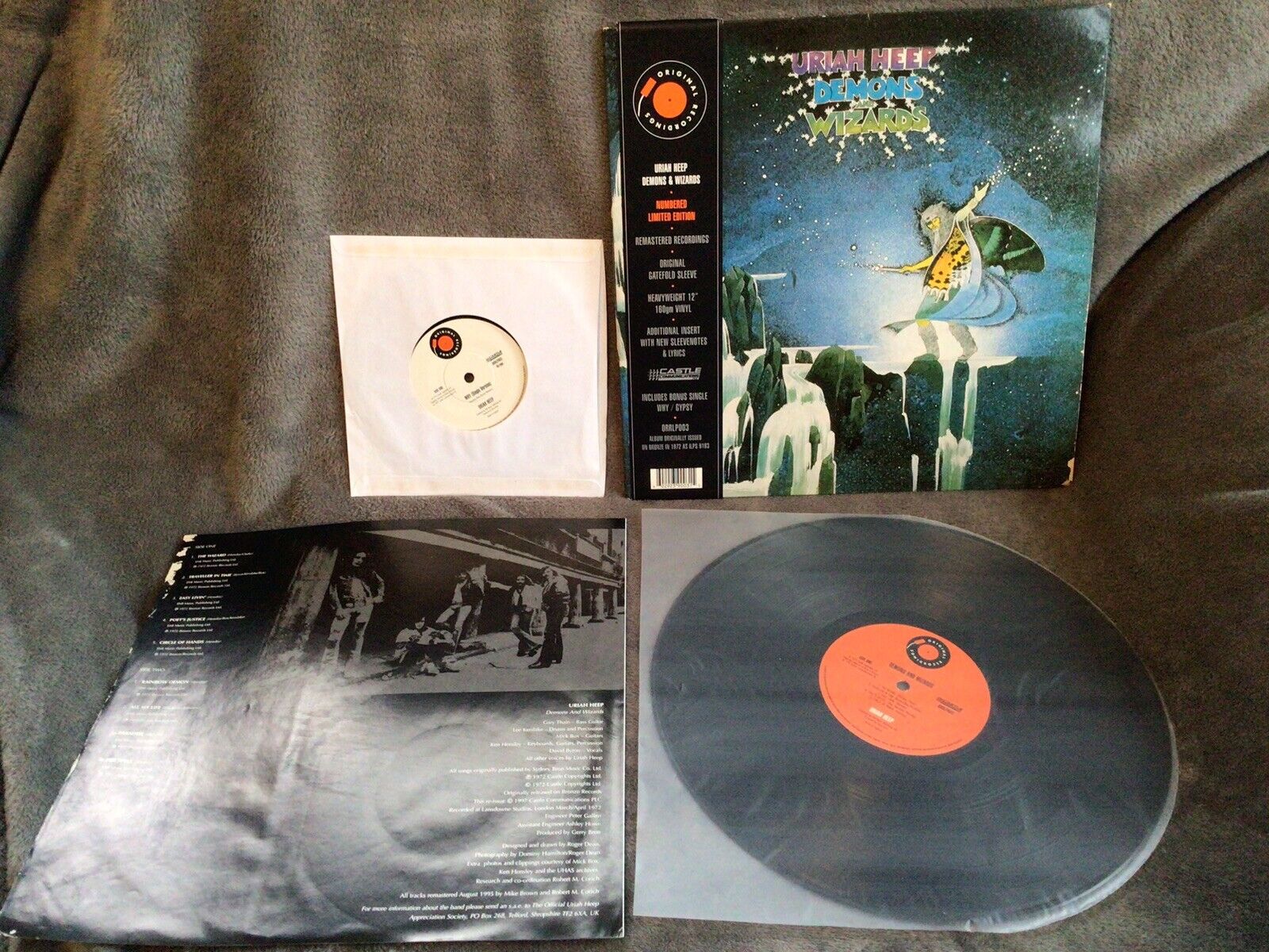 URIAH HEEP Demons and Wizards LP 1997 Remastered Ltd Edition + 7” Single LOOK