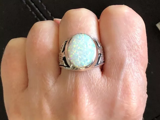 Mens white opal ring online